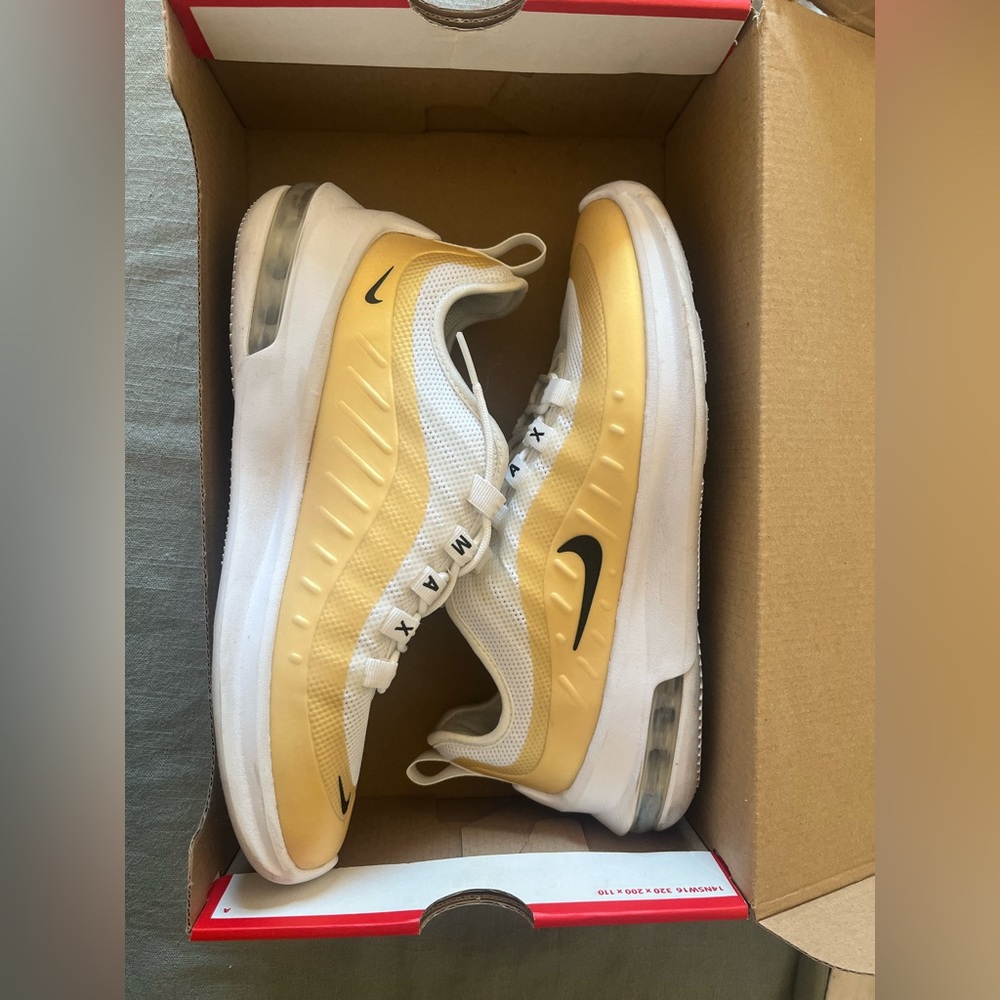 White and gold Nike air max